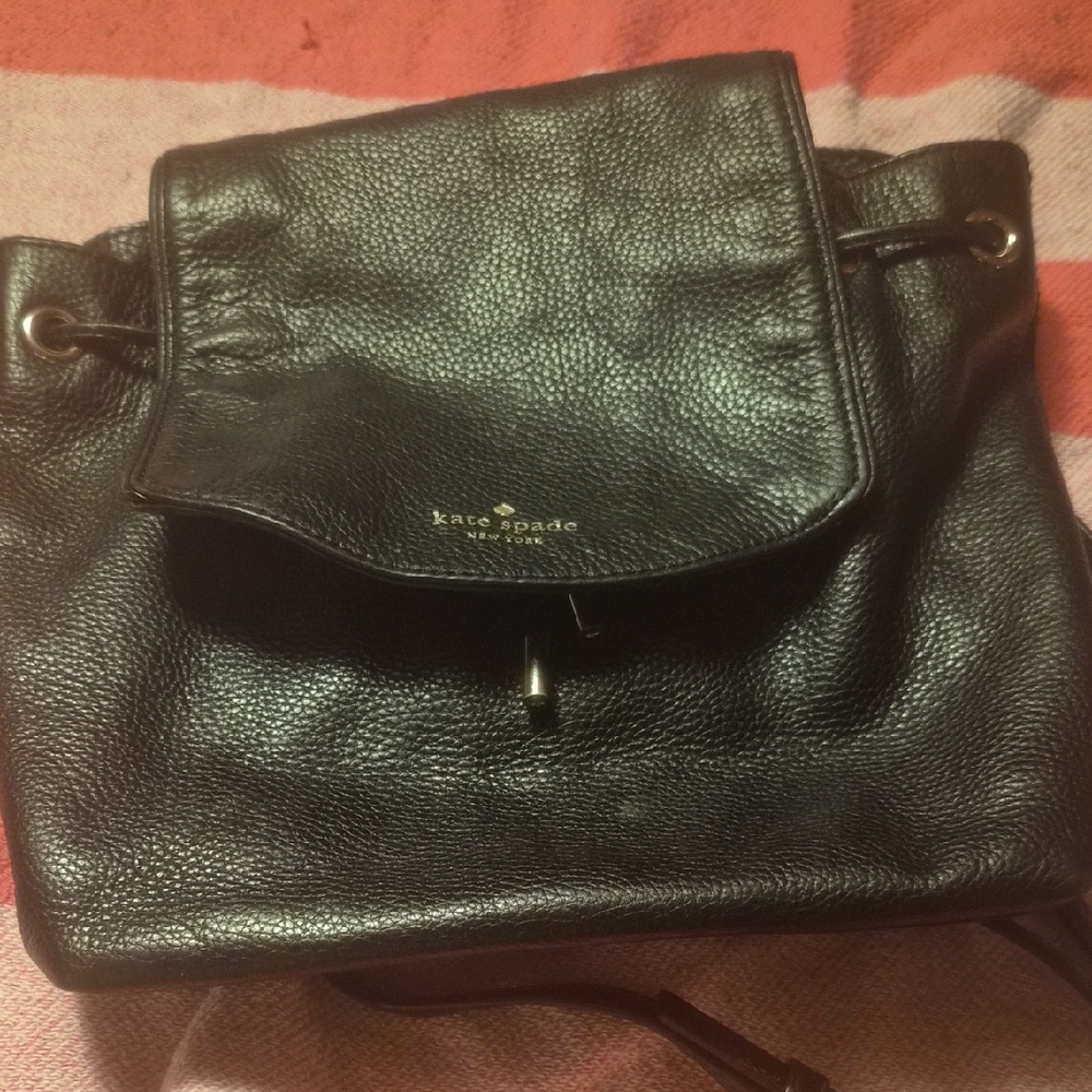 Kate Spade Black Pebbled Leather Backpack